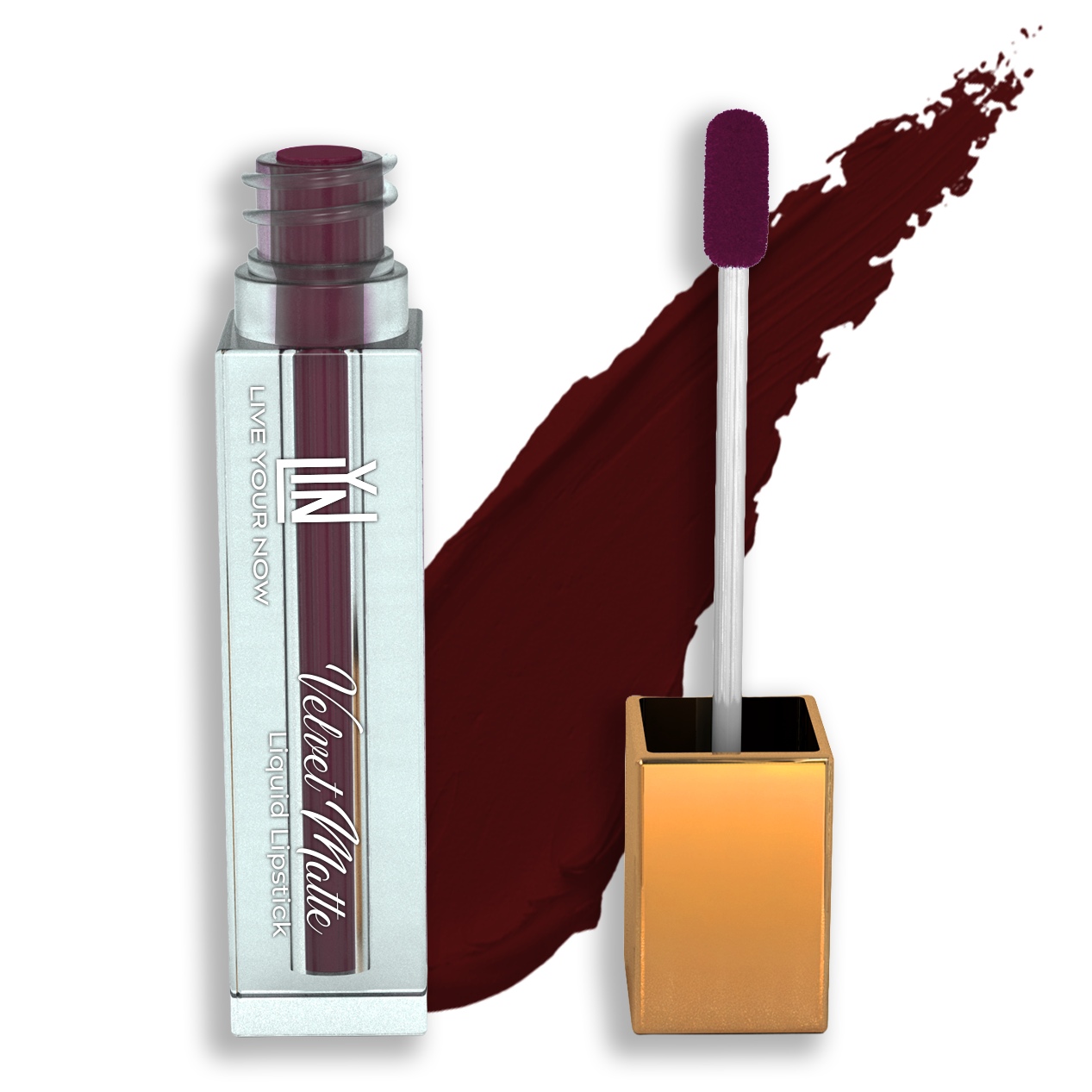 Velvet Matte Liquid Lipstick with applicator on a white background